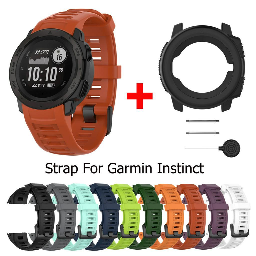 สายรัดข้อมือซิลิโคนสําหรับ Garmin Instinct สมาร์ทสายนาฬิกาเปลี่ยนสร้อยข้อมือสําหรับ Garmin Instinct พร้อม Protetive Case Cover