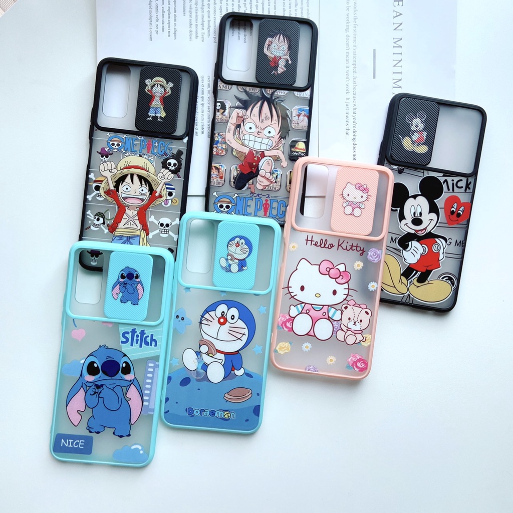 เคสโทรศํพท์ เคสสไลค์)ปิดกล้องลายการ์ตูนมีลายสวยๆ(สิ้นค้าพร้อมส่ง)สำหรับรุ่นของ samsung A02-A02S-A20-A30-A21S-A20S-A10-A1