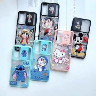 เคสปิดเลนส์กล้อง สไลค์กล้องกรีนลายการ์ตูน สำหรับรุ่น samsung A02-A02S-A20-A30-A21S-A20S-A10-A10S-A01