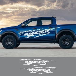 สติกเกอร์ไวนิล คาร์บอนไฟเบอร์ ขนาดใหญ่ ลายกราฟฟิค Ford Ranger Raptor Pickup Off Road สําหรับตกแต่งประตูรถยนต์ 2 ชิ้น