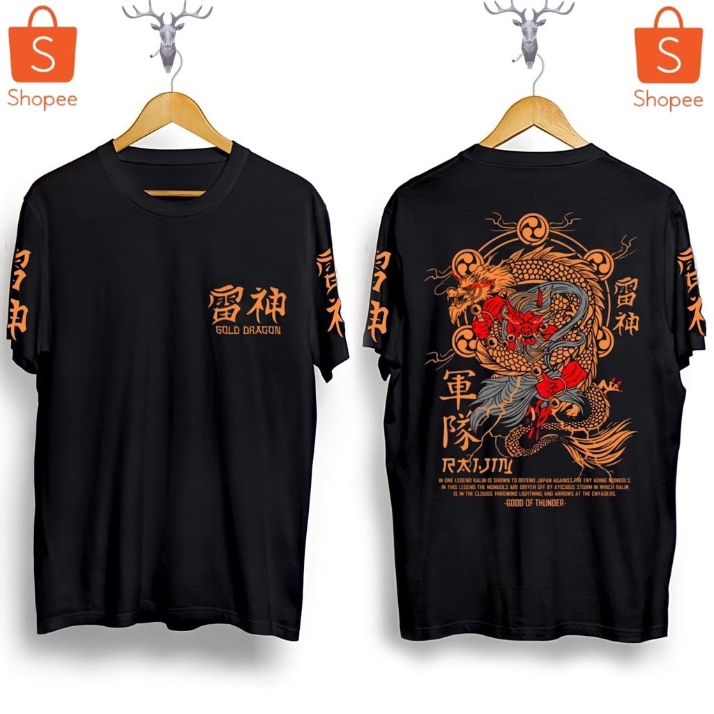 เสื้อยืด พิมพ์ลายมังกร SUKAJAN GOLD DRAGON DISTRO แฟชั่นสําหรับผู้ชาย และผู้หญิง