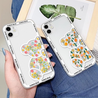 เคสโทรศัพท์แบบนิ่ม VIVO Y01 Y11 Y12 Y12i Y12A Y12S Y15 Y15S Y15A Y17 Y19 Y91 Y91C Y93 Y95 Y1S โปร่งแสง กันกระแทก และกันฝุ่น [หมีดอกไม้-1]