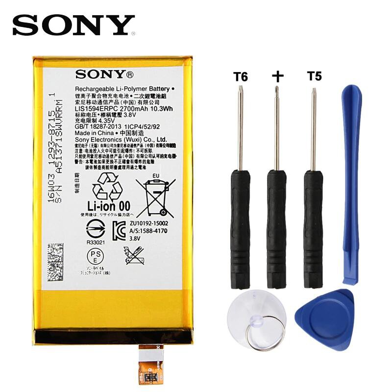 แบตเตอรี่สำหรับ Sony Xperia Z5mini XA ULTRA LIS1594ERPC C6 F3216 F3215 F3216Xc Xmini F5321 Z5C Z5 ขนาดกะทัดรัด 2700mah