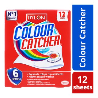 Dylon Colour catcher 12 แผ่นต่อกล่อง แผ่นดูดสีกันสีตก สินค้าคุณภาพ นำเข้าจากอังกฤษ หมดปัญหาซักผ้าขาว รวมกับผ้าสี