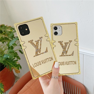 เคสมือถือ Vivo V27 V27e V25 V25e V23e V23 V21e V21 V20 SE V19 V17 V15 S1 Pro V11 หรูหราแฟชั่น golden L/V สแควร์เคสโทรศัพท์นุ่ม