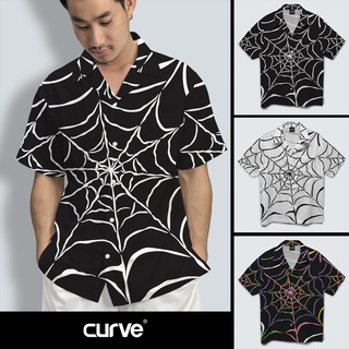 Curve SET56 เสื้อเชิ้ต เสื้อฮาวาย ลำลอง ลายใยแมงมุม อาร์ตๆ แบบแฟชั่น ทรงสวย unisex หญิง ชาย ใส่สบาย ไซส์ S,M,L,XL,2XL