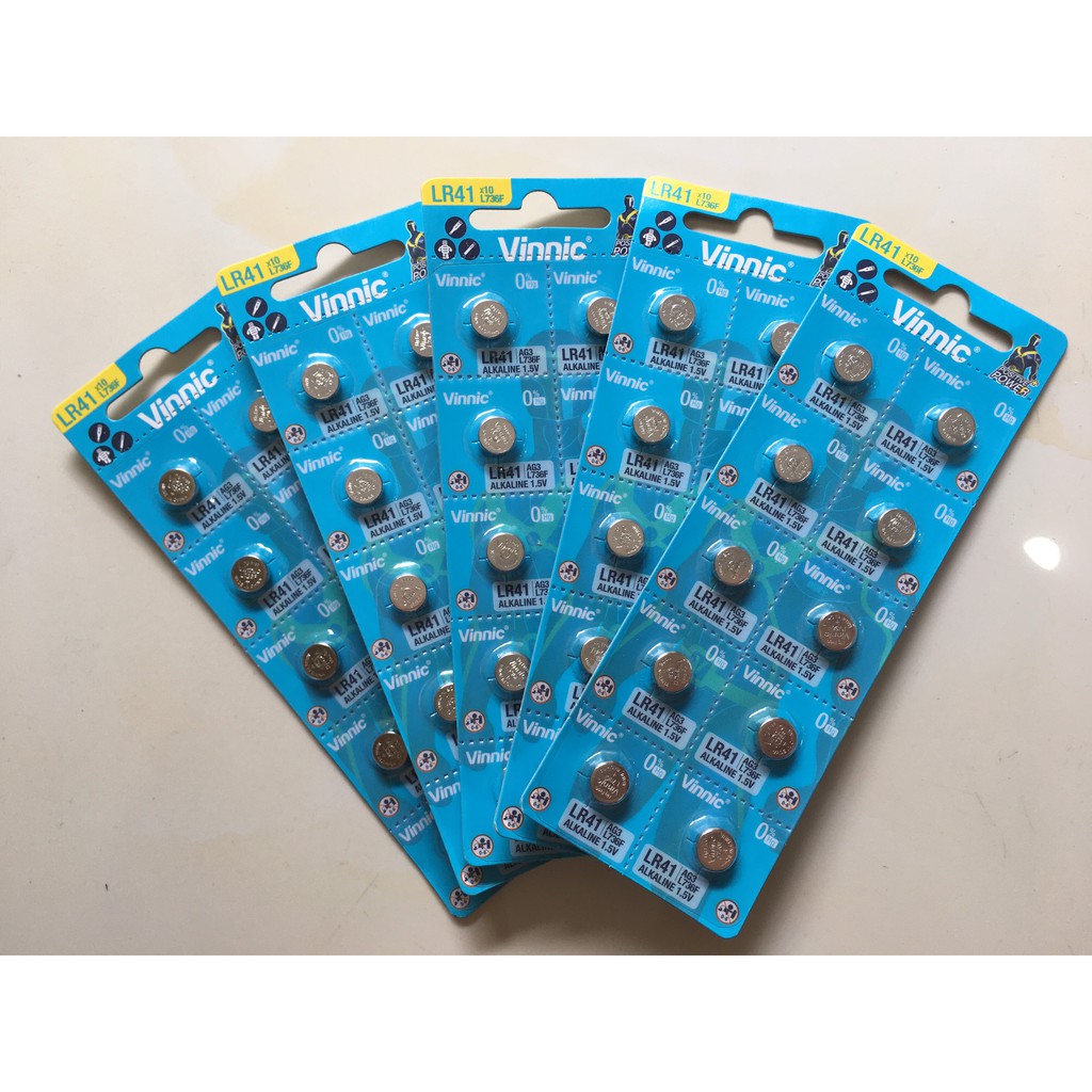 Combo 5 Vinnic 1.5v แบตเตอรี่แพ็ค LR41 192 L736F AG3 LR41 392A 736 ฮ่องกง