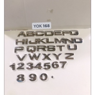 A-Z,0-9ตัวอักษรสแตนเลส,ตัวอักษรแยก ราคาต่อชิ้นติดกับรถทุกรุ่นทุกยี่ห้อ