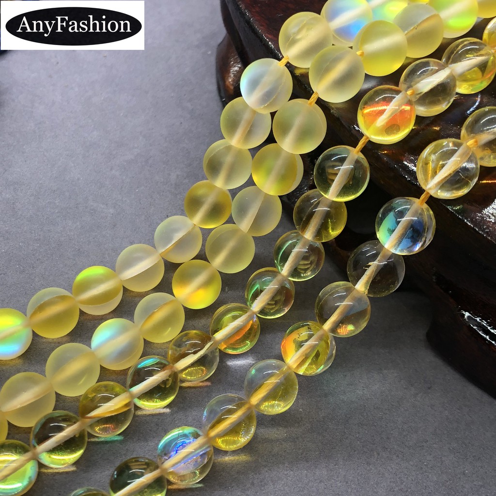 ลูกปัดแฟลชคริสตัลควอตซ์สีเหลืองซิทรินอัญมณี DIY เรียบและฝ้า 6-12 มม