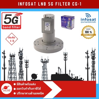 (มีโค้ดส่วนลดที่หน้าร้าน) LNB 5G Filter หัวรับจานดาวเทียม C band Infosat CG-1  Osc 5150 MHz แอลเอ็นบี รับประกัน 1 ปี