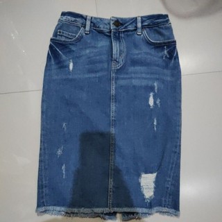 กระโปรงยีนส์ ทรงสอบ size 24 made in Turkey