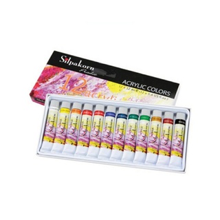 SILPAKORN PRADIT ชุดสีอะคริลิค,ชุดสีน้ำ,ชุดสีน้ำมันศิลปากร 12ml. 12 สี