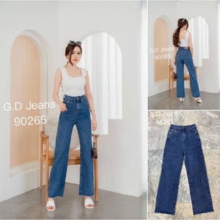 G.D.Jeans รุ่น 90265#กางเกงยีนส์สีเข้มขายาวผ้าด้านทรงกระบอกใหญ่ทรงเรียบ