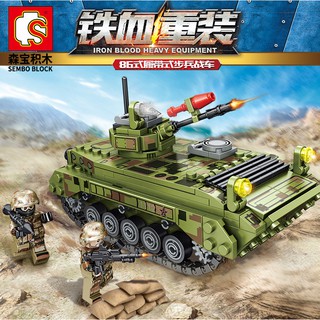 ProudNada Toys ของเล่นเด็ก ตัวต่อ รถถัง ทหาร S SEMBO BLOCK IRON BLOOD HEAVY EQUIPMENT 376+PCS 105530