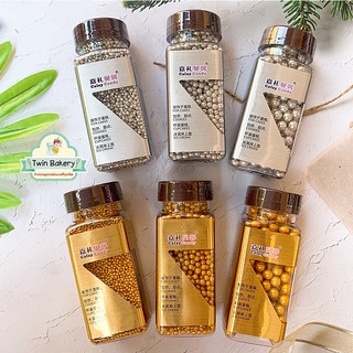 เม็ดมุก น้ำตาลตกแต่งเค้กสีเงิน สีทอง ขนาด2มิล 4มิล และ7มิล