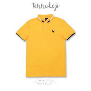 แบบใหม่ เสื้อโปโล Temmakoji เก็บปลายทางได้  สีเหลืองมัสตาร์ด ปกโคนี่