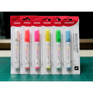ปากกาเขียนกระจก Monami Window Marker Fluorescent สีสะท้อนแสง ลบได้