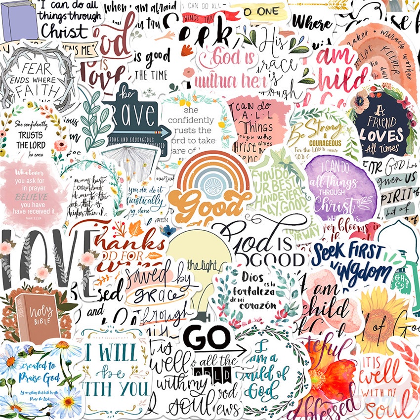 ❉ Bible Phrase Series 05 สติ๊กเกอร์ ❉ 50Pcs/Set Fashion DIY Waterproof Decals Doodle สติ๊กเกอร์