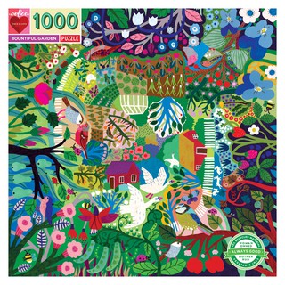 eeboo Bountiful Garden 1000 Pc Round - จิ๊กซอว์รูปสวนที่อุดมสมบูรณ์ แบบ 1000 ชิ้น