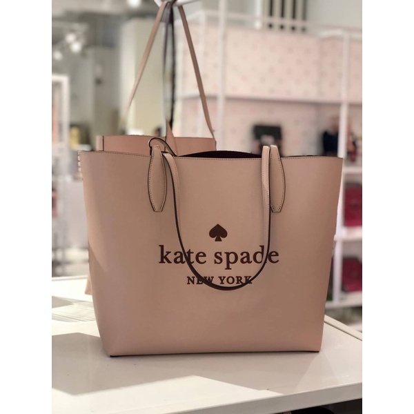Kate Spade New York Glitter On Leather Tote in Rose Smoke