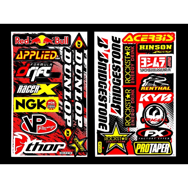 Dunlop Bridgestone 2แผ่น สติกเกอร์แต่งมอเตอร์ไซค์ บิ๊กไบค์ รถยนต์ หมวกกันน็อค เนื้อPVC เคลือบเงา กันน้ำ กันแดด คุณภาพดี