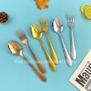ช้อนส้อมหรู-ปากแบนสแตนเลสแท้-หรูหรา