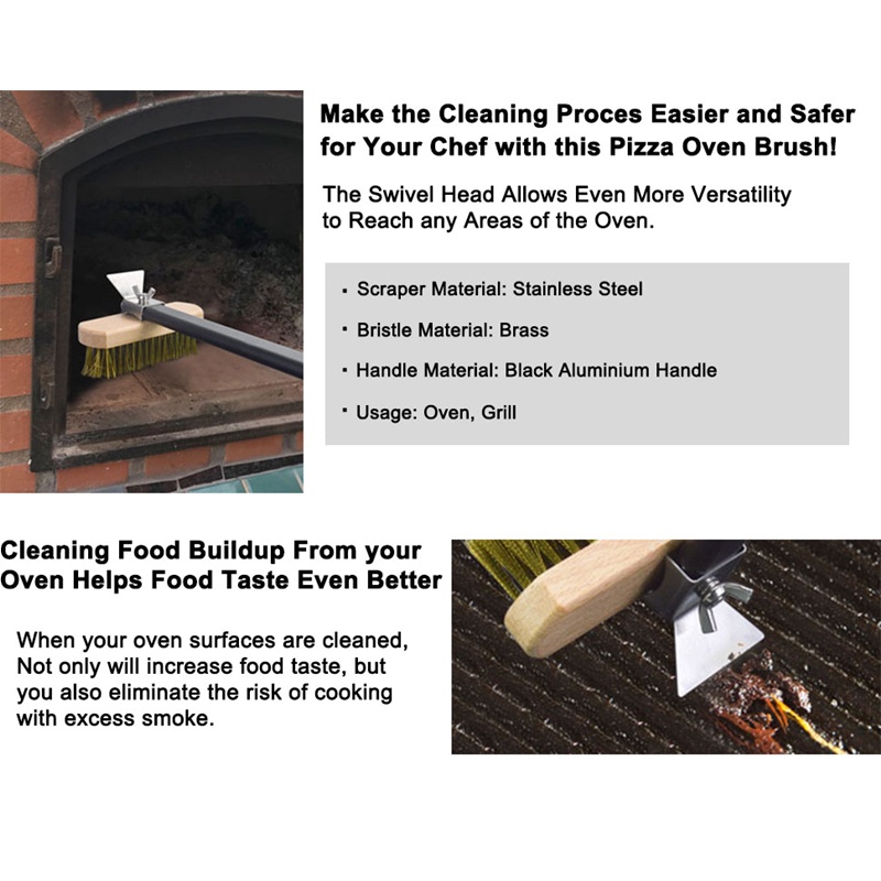แปรงทําความสะอาดเตาอบพิซซ่า พร้อมที่ขูด DMDIY ด้ามจับยาว 40 นิ้ว อลูมิเนียม ถอดออกได้ สําหรับเตาอบบาร์บีคิว - รูปที่ 3