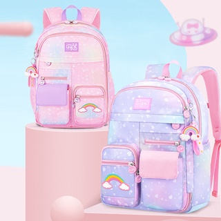 กระเป๋าเป้สะพายหลัง กระเป๋านักเรียน ความจุสูง สีรุ้ง น่ารัก สําหรับเด็กประถม 1-6 ปี