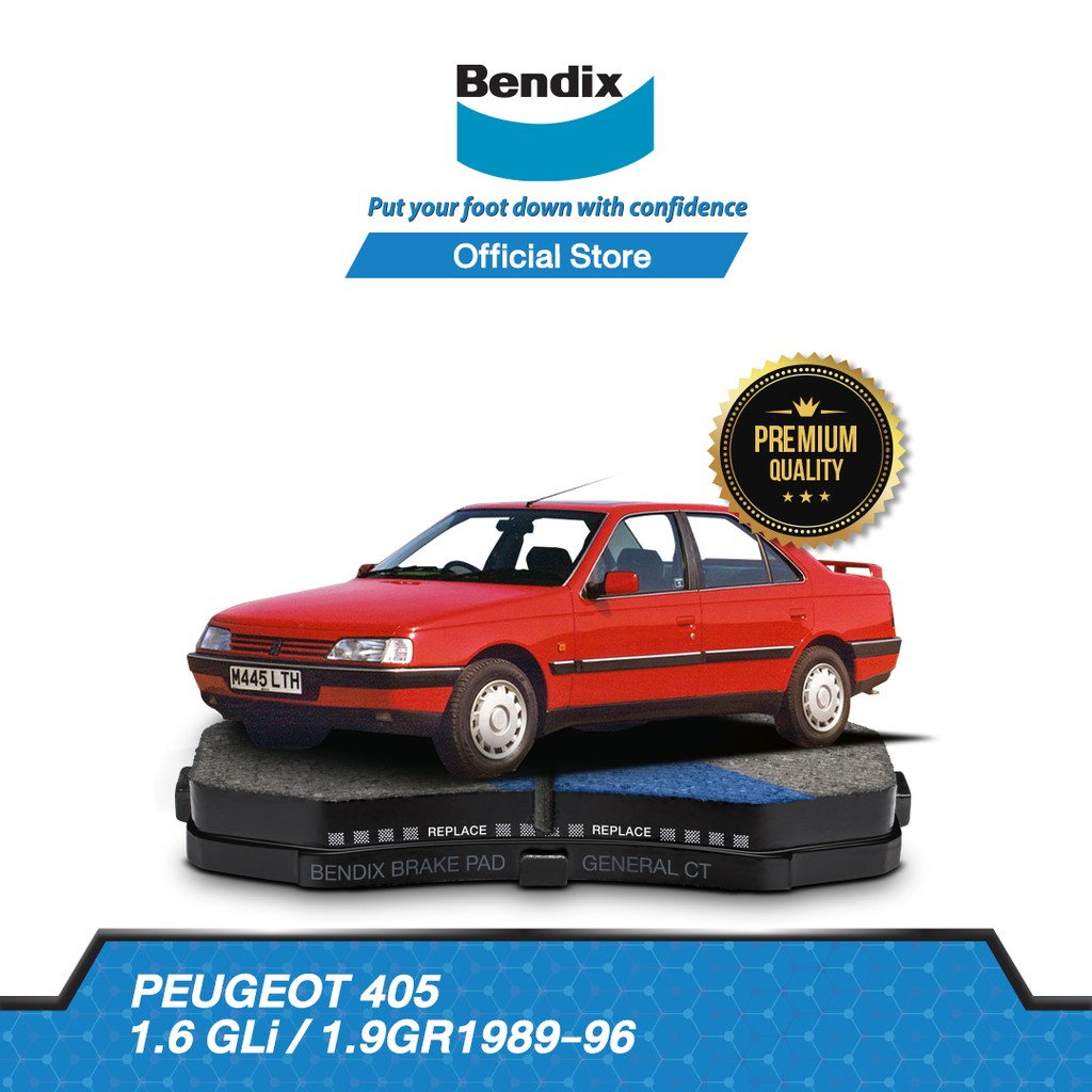 Bendix ผ้าเบรค Peugeot 405 1.6 GLi / 1.9GR (ปี 1989-96) ดิสเบรคหน้า+ดิสเบรคหลัง (DB1182,BS5074)