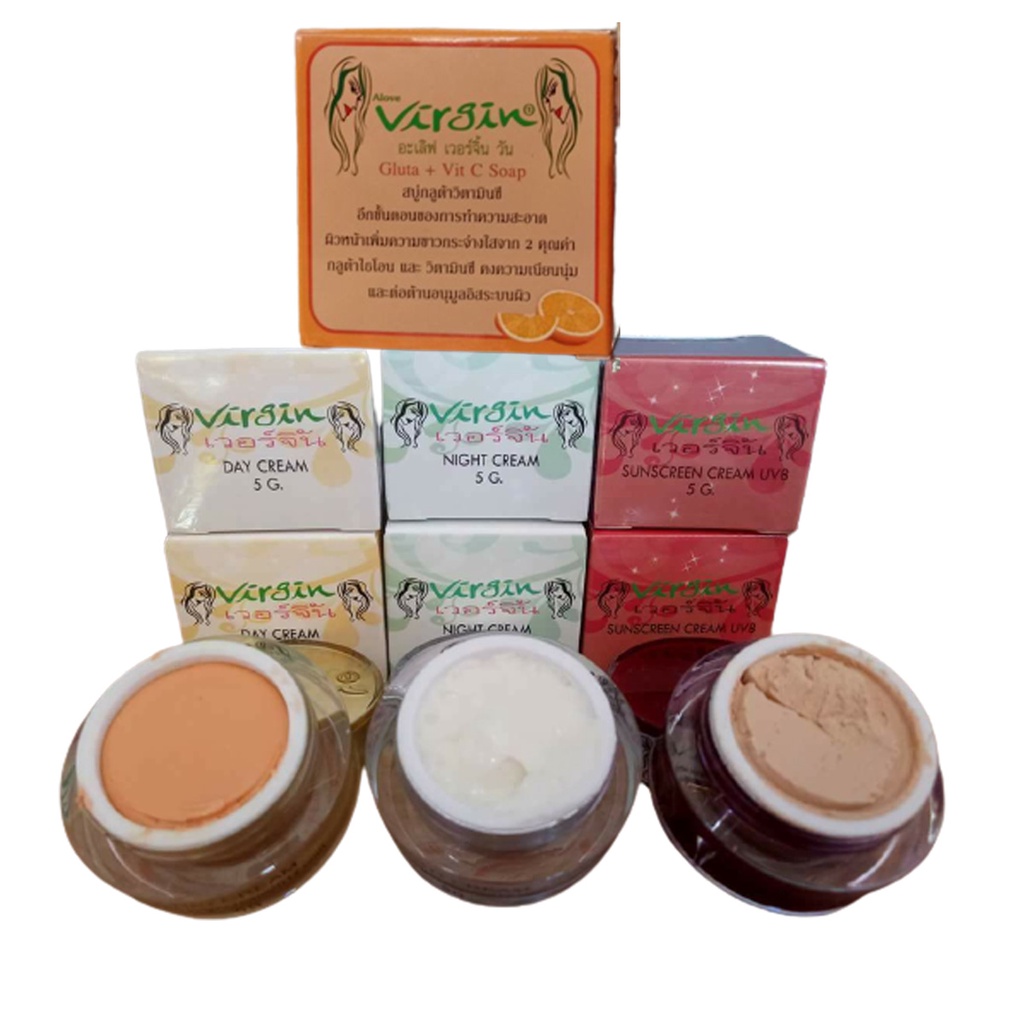 ครีมเวอร์จิ้น  virgin.5g. ของแท้ สูตรกลางวัน กลางคืน กันแดด