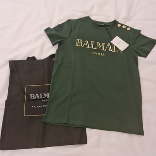 Like New!! Balmain เขียว Screen ทอง สวยมาก ขาย 7,900Size S (อก -38") อปก + ถุงผ้า Balmain