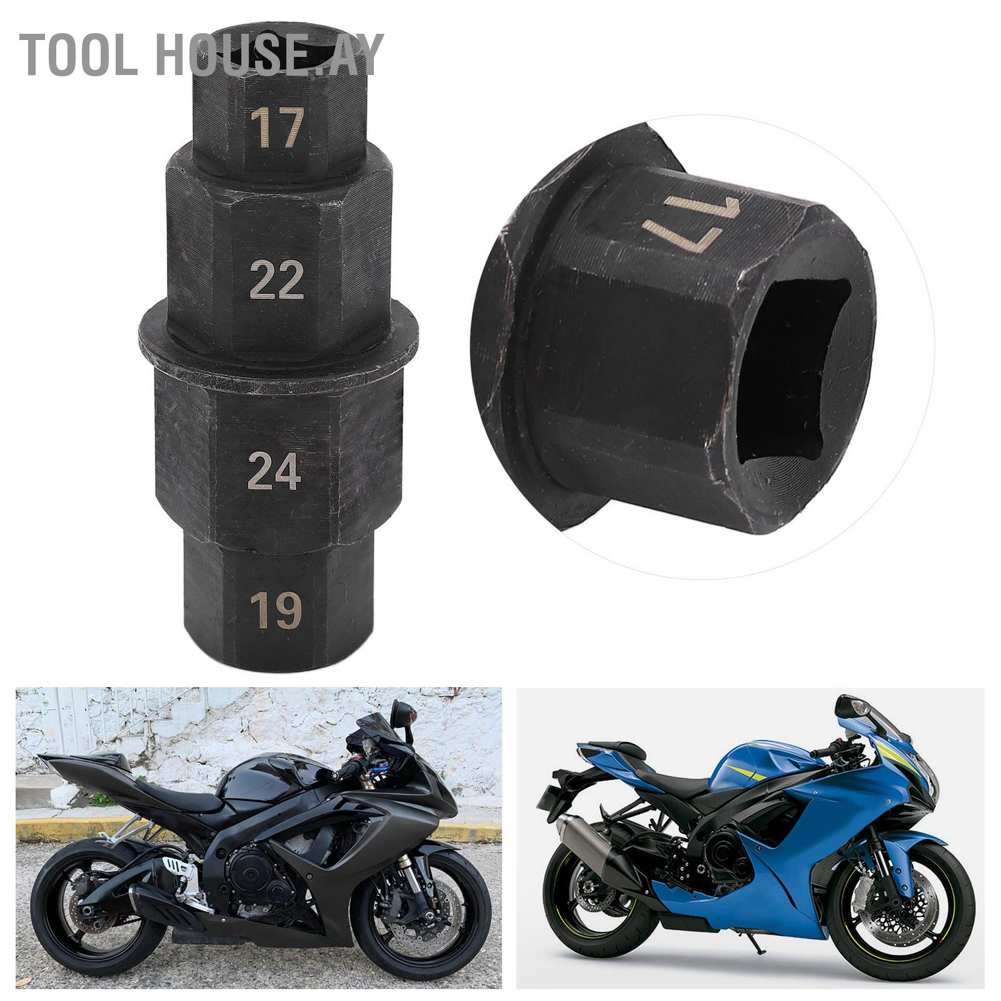 Supercrazy Motorcycle Wheel Axle Socket Tool - 17/19/22/24mm Hex Spindle Driver For Front/Rear Tire Removal