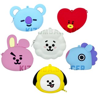 BT21 กระเป๋าใส่เหรียญซิลิโคน ไลน์เฟรนด์ LINE FRIENDS BT21 mini silicone face pouch with zipper closure