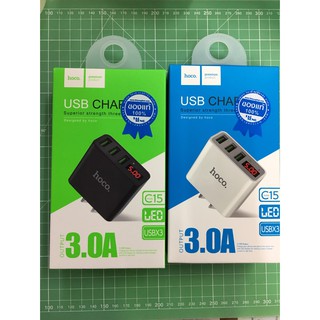 หัวชาร์จ Adapter แบรน Hoco USB Charger 3.0A C15 3ช่อง แท้ศูนย์