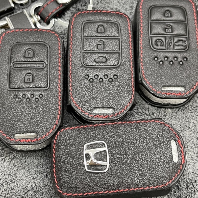 เคสกุญแจรีโมท Honda City / Civic / Accord / Hrv / 2ปุ่ม /3ปุ่ม /4ปุ่ม เคสกุญแจรถ ซองหนังแท้ ซองหนังใส่กุญแจ (โลโก้โลหะ)