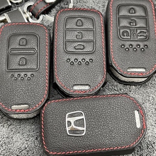 เคสกุญแจรีโมท Honda City / Civic / Accord / Hrv / 2ปุ่ม /3ปุ่ม /4ปุ่ม เคสกุญแจรถ ซองหนังแท้ ซองหนังใส่กุญแจ (โลโก้โลหะ)