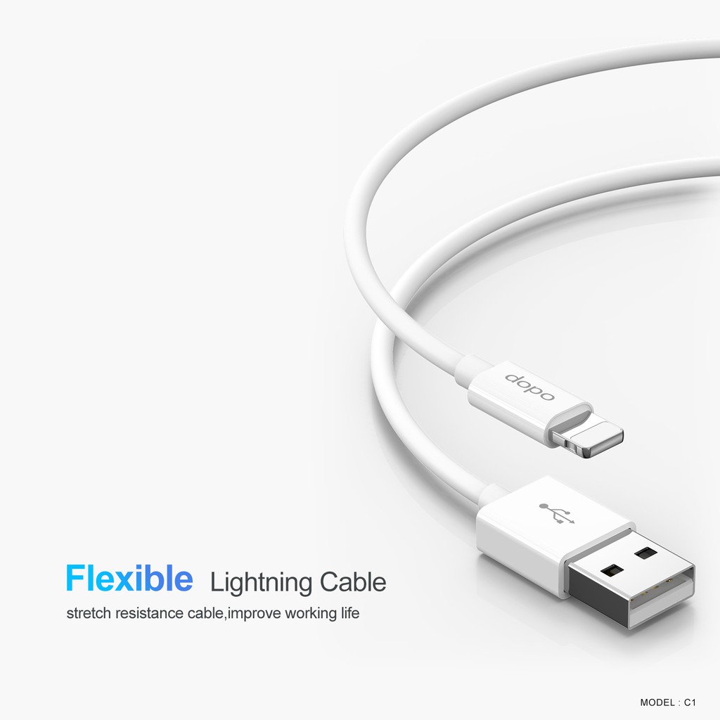 dopo Data Line USB Lightning รุ่น C1 รับประกัน 6 เดือน (สายชาร์จ อุปกรณ์ชาร์จ)