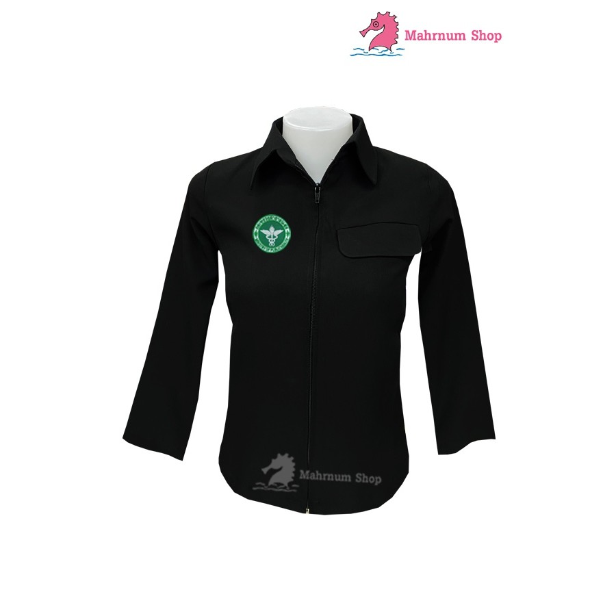 เสื้อแจ็คเก็ต(ผู้หญิง-สีดำ)👩‍💼 ปักโลโก้พิมพ์ลายHDตรากระทรวงสาธารณสุข(สธ.) ใส่ทำงานเข้ารูป-ซับในเต็มตัว