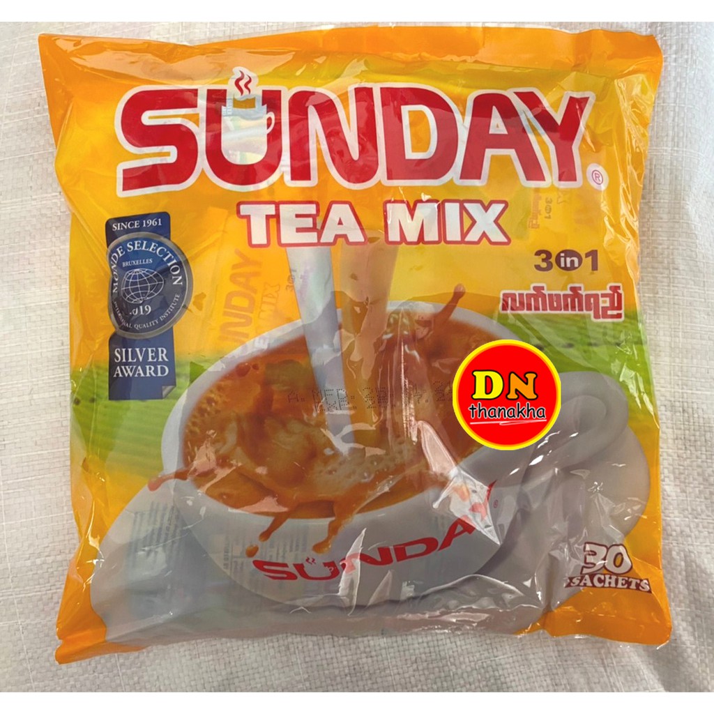 (มีเก็บปลายทาง)(ได้รับ1ห่อใหญ่) ชาพม่า ชานมพม่า Sunday tea mix 3 in 1 (ห่อสีเหลือง) (ซันเดย์เหลือง 1 ห่อ)