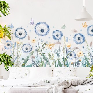 【wuxiang】Dandelion Home Deocr สติกเกอร์ ลายดอกเดซี่ สีฟ้าอ่อน สําหรับติดตกแต่งผนังห้องนอน โซฟา พื้นหลัง