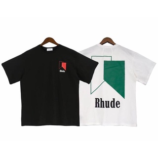 ราคาต่ำสุดRhude เสื้อยืดแขนสั้น ผ้าฝ้าย พิมพ์ลาย แฟชั่นสําหรับผู้ชาย ผู้หญิงS-3XL