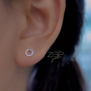 ต่างหูเงินแท้ 925 ประดับพลอยCZ Earring Silver 925 With Cubic Zirconia-(E26190362)