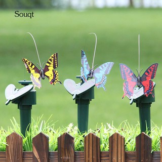 SQ_Solar Powered Flying Fluttering Fake Butterfly Yard Garden Stake Ornament Decor