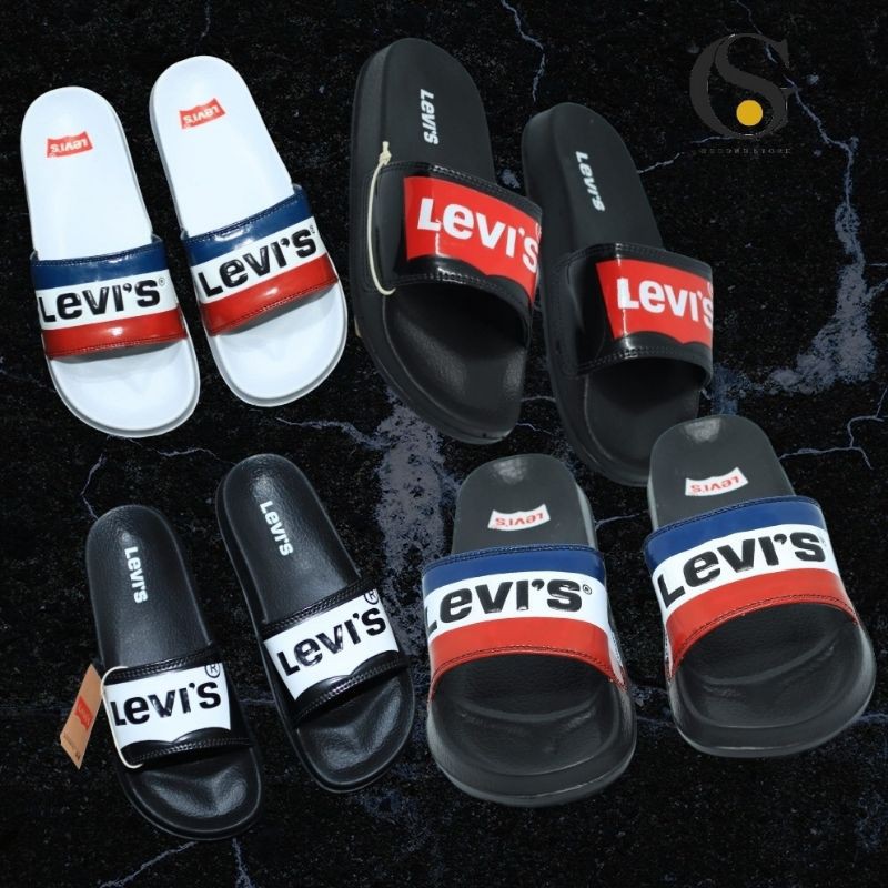 Slides LEVI'S BATWING BLACK / MAXSLIDE LEVI'S รองเท้าแตะลําลองสําหรับผู้ชายผู้หญิง