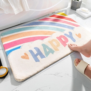 Spot #Square Rainbow พรมห้องน้ำประตูห้องน้ำดูดซับพรมเช็ดเท้า Washroom Toilet Door Anti-slip Foot Mat