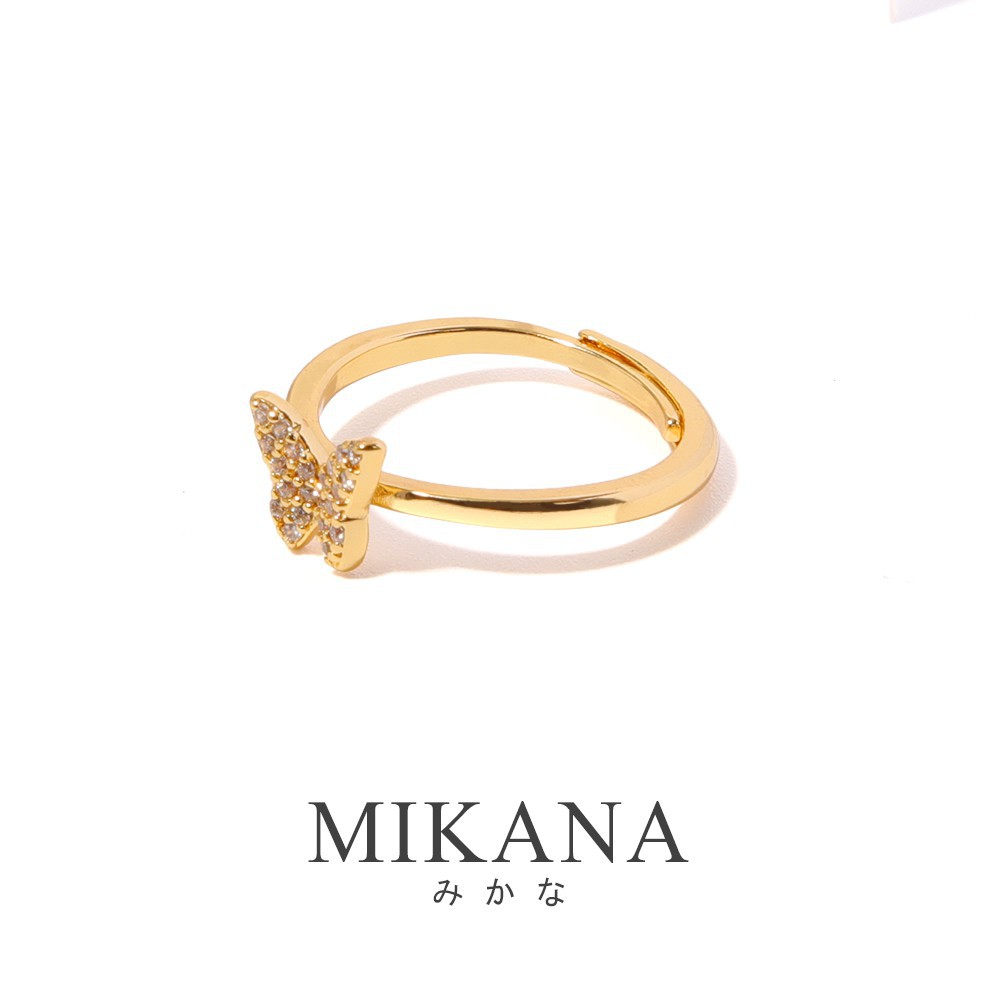 ۞♕mikana แหวนทอง 18K เครื่องประดับผู้หญิงแหวนผีเสื้อขนาดเล็กเวอร์ชั่นเกาหลี 339rจิวเวลรี่ จิวเวลรี่ ปิดทอง ดีไซน์คลาสสิค