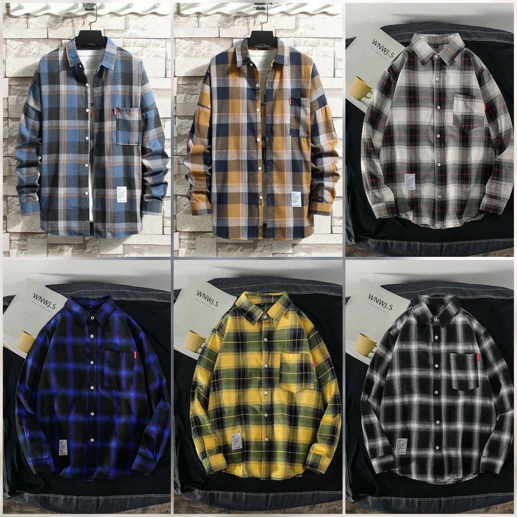 เสื้อเชิ้ตผู้ชาย A04 เผื่อ1ไซส์ เชิ้ตลายสก๊อต มินิมอล งานเกาหลี แฟชั่นใหม่2022 มีหลายแบบ Size.M-2XL