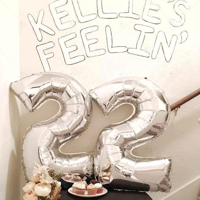 ลูกโป่งฟอยล์ฮีเลียม รูปตัวเลข 0-9 สีทอง/สีเงิน ขนาด 32 นิ้ว - รูปที่ 4