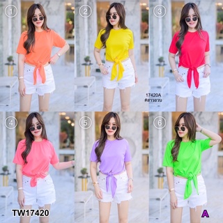 เสื้อ #สาวอวบ  เสื้อคอกลมแขนสั้น ผูกเอว เนื้อผ้า IB สีสันสดใส ใส่เล่นน้ำรับสงกรานต์กันค๊าสาวๆ