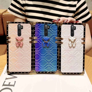 เคสโทรศัพท์มือถือ ทรงสี่เหลี่ยม ลายหมีซิมโฟนี ลายสก๊อต หรูหรา สําหรับ OPPO A96 A39 A57 A59 A79 A73 A83 A3 A5 A3S A5x realme C1 A12E G9 A7X A7 2018 A5S A1K A5 2020 A9 2020 A91 F15 A31 A8 A52 A92 A92S